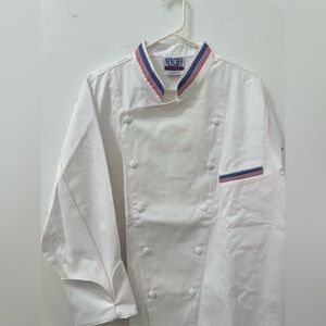 New Chef White Chef Jacket with an American flag.
